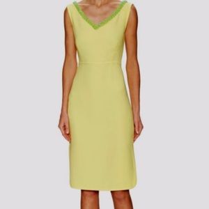 TORY BURCH PORTIA V- NECK BEADED SNEATH DRESS —COLOR YELLOW NEW SIZE 10 No tags